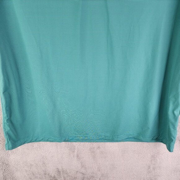 Mens Turquoise Striped Coofandy Polo Shirt Short Sleeve Polyamide Spandex Size L - Picture 3 of 11